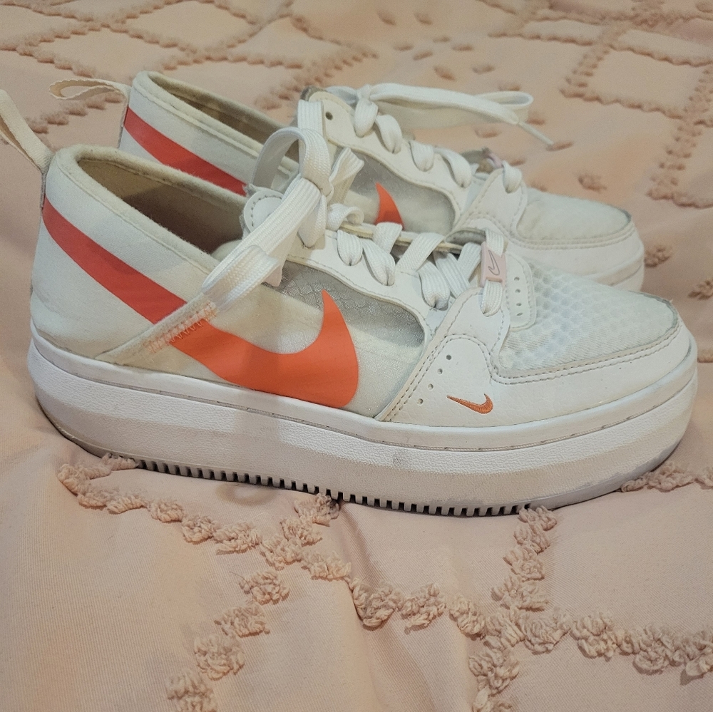 Nike White and Orange Women's Athletic Shoes